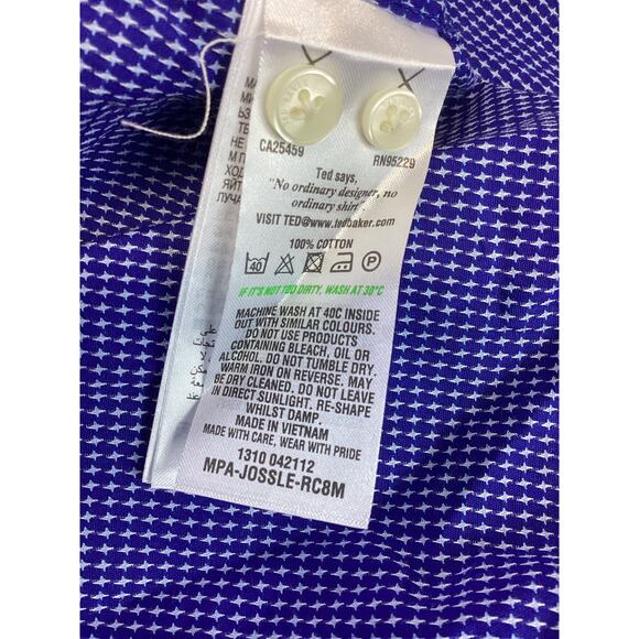 Ted Baker Endurance Men's Button-Down Shirt Bright Purple Patterned XL - Picture 4 of 4